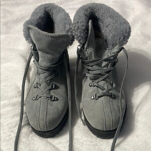 UGG Gray Winter Boots with Plush Lining and Sturdy Sole
